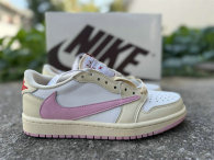 Authentic Travis Scott x Air Jordan 1 Low GS Shy Pink/Sail