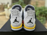 Authentic Air Jordan 4 WMNS White/Black/Yellow