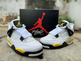 Authentic Air Jordan 4 WMNS White/Black/Yellow
