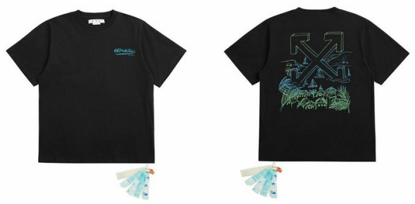 OFF-WHITE short round collar T-shirt XS-XL (4)