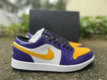 Authentic Air Jordan 1 Low Purple/Black/White/Gold