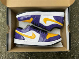 Authentic Air Jordan 1 Low GS Purple/Black/White/Gold