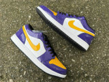 Authentic Air Jordan 1 Low GS Purple/Black/White/Gold