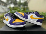 Authentic Air Jordan 1 Low GS Purple/Black/White/Gold