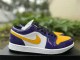 Authentic Air Jordan 1 Low GS Purple/Black/White/Gold