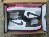 Authentic Air Jordan 1 Low GS Grey/Black/Pink