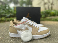 Authentic Air Jordan 1 Low OG GS Linen-Whitte