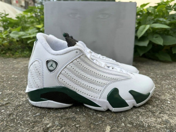 Authentic Air Jordan 14 Black Forest/White/Graphite