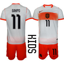 Netherlands Kids Soccer Jersey Gakpo #11 Custom Youth Football Shirt White Orange Away Kit Netherlands Kids Soccer Jersey Gakpo #11 Custom Youth Football Shirt White Orange Away Kit