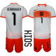 Netherlands Kids Soccer Jersey Verbruggen #1 Custom Youth Football Shirt White Orange Away Kit