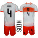 Netherlands Kids Soccer Jersey Virgil #4 Custom Youth Football Shirt White Orange Away Kit
