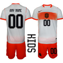 Netherlands National Team Kids Soccer Jersey Blank Customizable Name Number Youth Football Shirt Shorts Set White Orange Away Kit DIY Personalized Netherlands National Team Kids Soccer Jersey Blank Customizable Name Number Youth Football Shirt Shorts Set White Orange Away Kit DIY Personalized