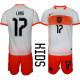 Netherlands Kids Soccer Jersey Lang #17 Custom Youth Football Shirt White Orange Away Kit
