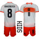 Netherlands Kids Soccer Jersey Gravenberch #8 Custom Youth Football Shirt White Orange Away Kit