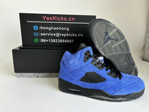 Authentic Air Jordan 5 Blue Suede