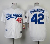 Mitchell And Ness 1955 Los Angeles Dodgers -42 Jackie Robinson White Throwback Stitched MLB Jersey