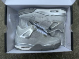 Authentic Air Jordan 4 GS Grey/Silver/White