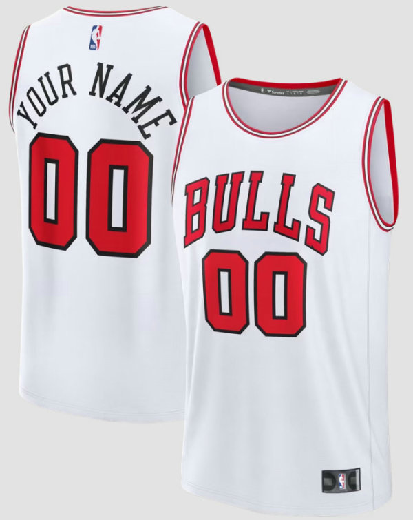 Men's Chicago Bulls Fanatics White Fast Break Custom Jersey - Association Edition