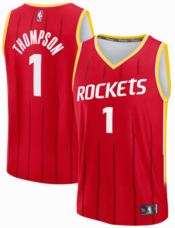 Youth Houston Rockets Amen Thompson Fanatics Red Fast Break Replica Jersey - Icon Edition