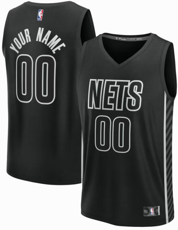 Youth Brooklyn Nets Fanatics Black Fast Break Custom Jersey - Statement Edition