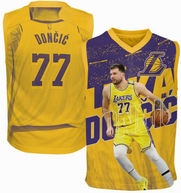 Youth Los Angeles Lakers Luka Dončić Outerstuff Gold Icon Play Jersey