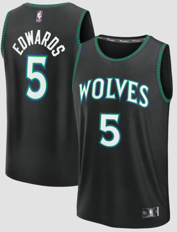Youth Minnesota Timberwolves Anthony Edwards Fanatics Black Fast Break Jersey - Statement Edition