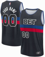 Men's Detroit Pistons Fanatics Black Fast Break Custom Jersey - Statement Edition