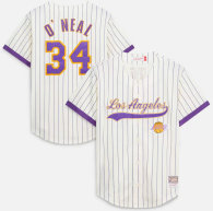 Men's Los Angeles Lakers Shaquille O'Neal Mitchell & Ness Cream Hardwood Classics Player Mesh Button-Front Jersey