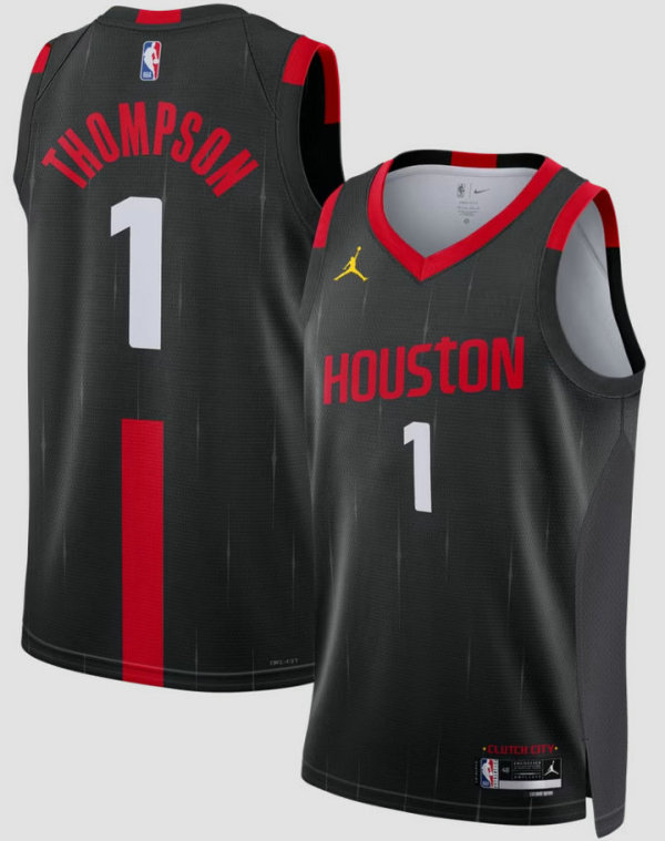 Unisex Houston Rockets Amen Thompson Jordan Brand Black Swingman Jersey - Statement Edition