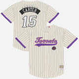 Men's Toronto Raptors Vince Carter Mitchell & Ness Cream Player Mesh Button-Front Jersey