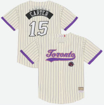 Men's Toronto Raptors Vince Carter Mitchell & Ness Cream Player Mesh Button-Front Jersey Men's Toronto Raptors Vince Carter Mitchell & Ness Cream Player Mesh Button-Front Jersey